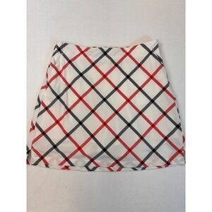 Lady Hagen Modern Golf Skort Preppy Old Money Plaid Pattern - 6 White Red Black